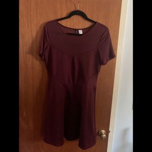 Burgundy sheer skater dress